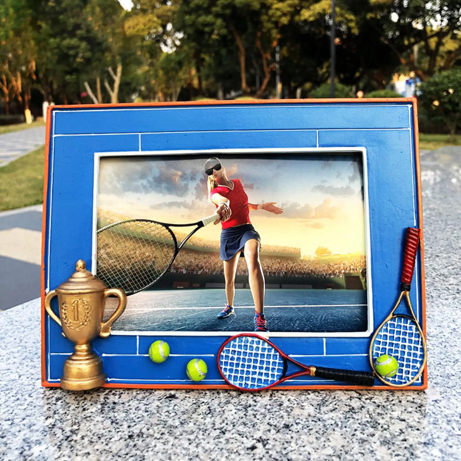 Tennis Photo Frame for Home Decor Organizer Ornament for Dad Desktop Father