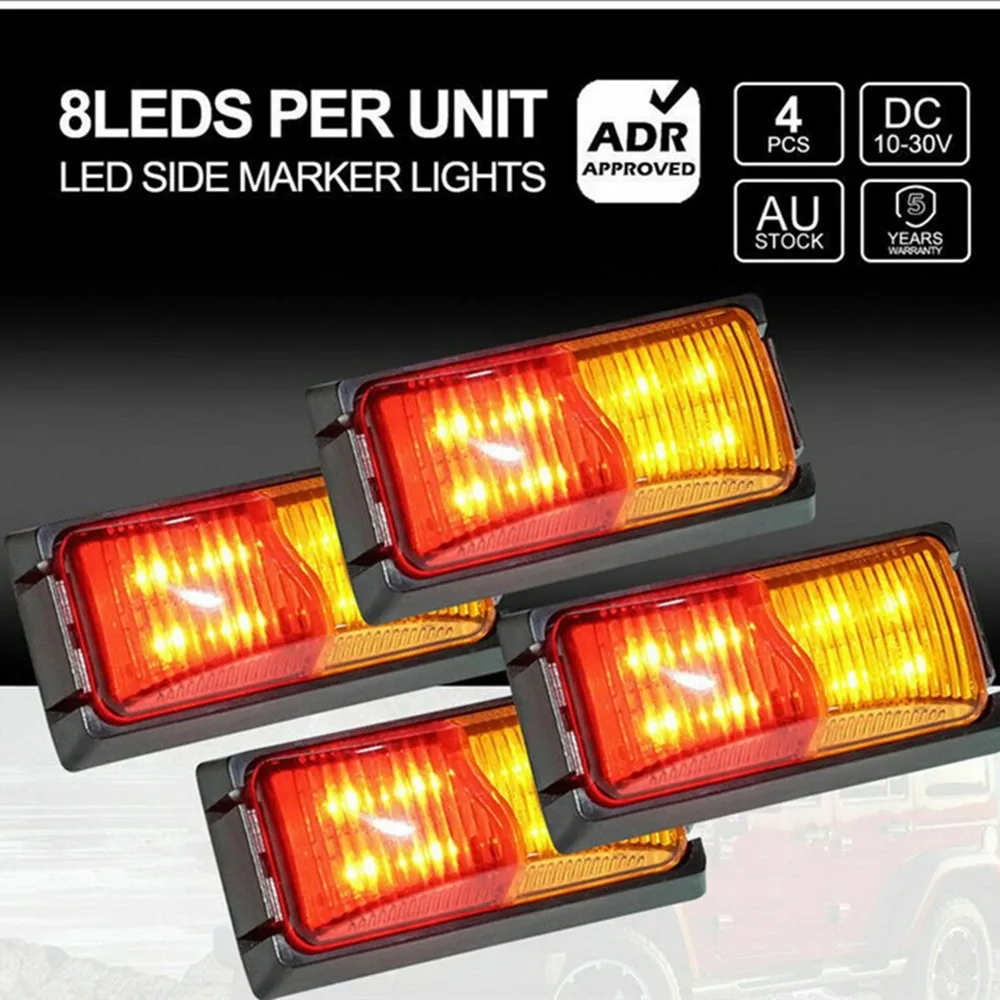 

4pcs 8 LEDS Car Truck Rear Tail Light Warning Lights Rear Lamps Waterproof Double Sides Marker Trailer Lights 10-30V