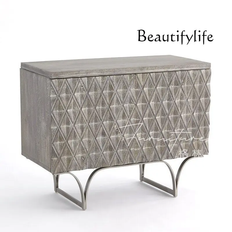 

French American porch cabinet entry solid wood shoe cabinet retro old decoration foyer storage designer