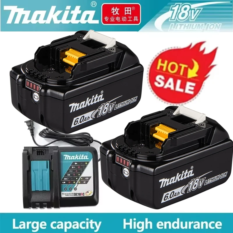 

OriginalMakita 6000 мАч 18 В перезаряжаемая батарея для электроинструментов со светодиодом BL1850 BL1830 BL1860 Набор зарядных устройств с рабочим освещением