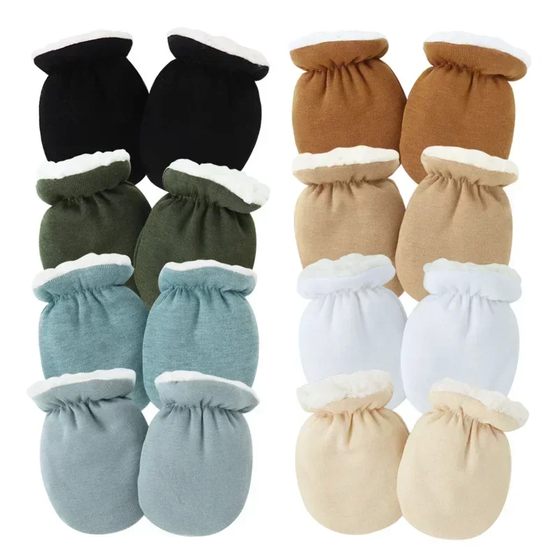 

Warm Wool Newborn Mittens for Boy Girl Candy Solid Color Toddler Glove Autumn Winter Anti-scratch Face Cashmere Baby Gloves