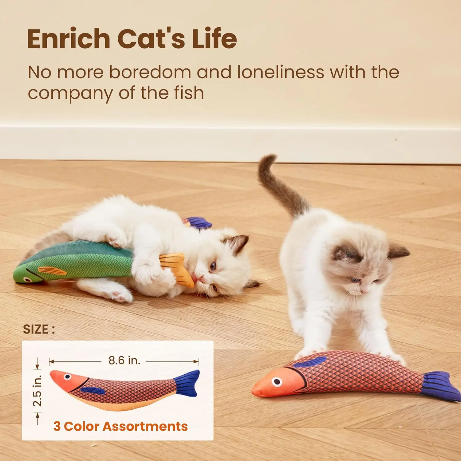 Cat Toys Saury Fish 1/3 Pack Catnip Crinkle Sound Toys Soft and Durable Interactive Cat Kicker Toys for Indoor Kitten Exercise