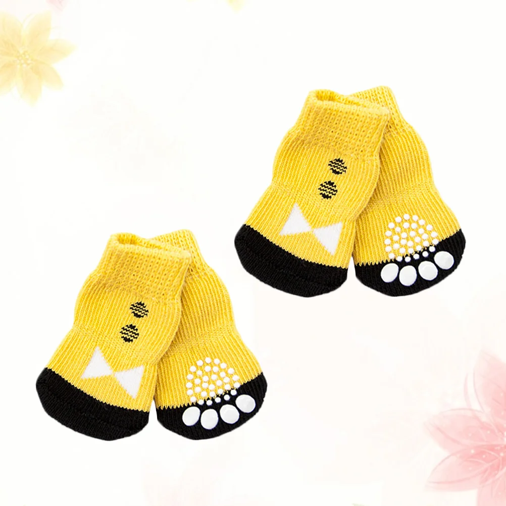 

4pcs Pet Anti Cute Comfortable Dog Stretch Skin Friendly Cotton Socks Non Slip For Puppy Durable Cold Snow Ice Protection Size S