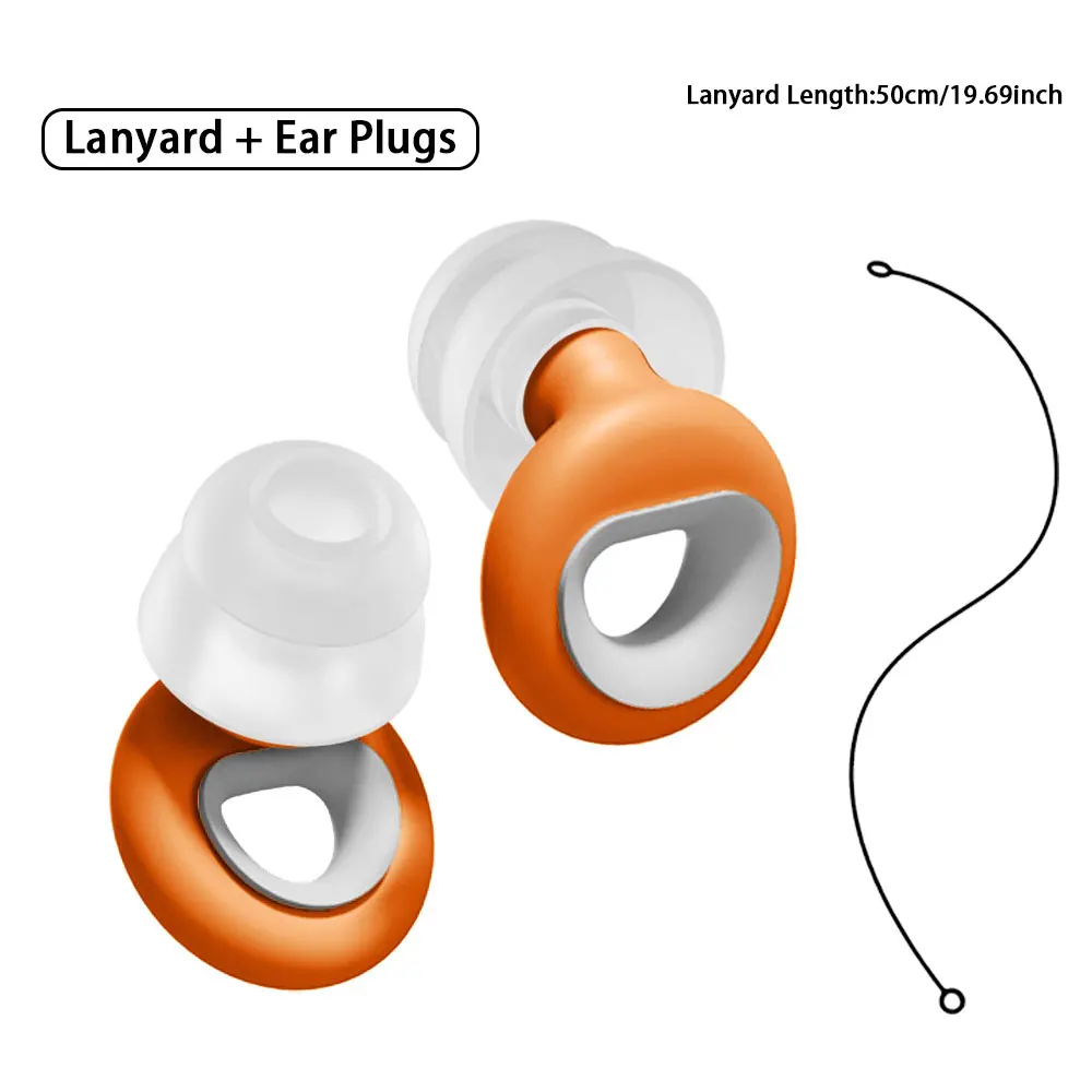 Double-Layer Silicone Earplugs with Lanyard Water Resistant Silent Swimming Earplug Personal Space for Water Sports