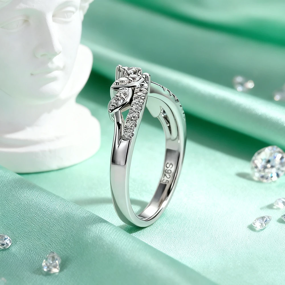 TEMGF 여성용 풀 모이사나이트 반지 925 실버 크라운 프로포즈 약혼 반지 신부 웨딩 고급 반짝이는 보석 테스트 통과