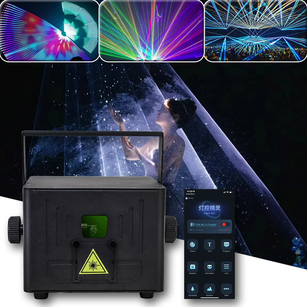 yuer pro bluetooth app animacao scan beam laser projector light ilda dmx para dj disco party show iluminacao de palco 5w rgb 01