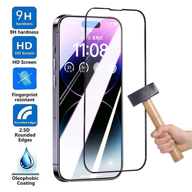Vidrio Templado 9H para iPhone 18 17 Air 16 15 14 Plus 13 Mini 12 11 Pro Max, Protector de Pantalla para iPhone X XR XS 7 8