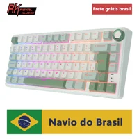 Teclado Mecánico Brasileño Royal Kludge RK R75, Teclado Gamer con Cable, Intercambiable en Caliente, 80 Teclas, Retroiluminación RGB, Teclas MDA PBT