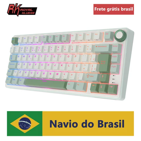 Royal Kludge RK R75 Brazilian Mechanical Keyboard Gasket Wired Gamer Keyboard  Hot-swappable 80 Keys RGB Backlit MDA PBT Keycaps