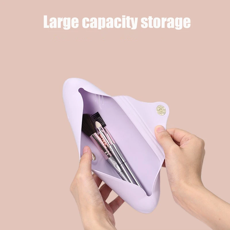 High-end Silicone Makeup Brush Pouch Dust-proof Makeup Tool Holder Travel Portable Eyebrow Pencil Lipstick Organizer Storage Bag