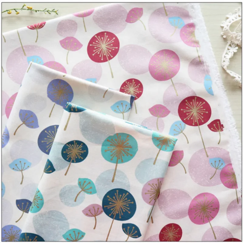 

Thin Pure Cotton Fabric With Gilt Northern Europe Flower Print, Handmade DIY Bag Patchwork Garment Dress Cloth Material, CR-189