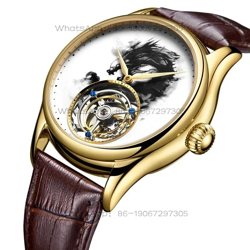 Year of The Dragon Zodiac Dragon Manual Coaxial Hollow Tourbillon Mechanical Men's Watch 7011