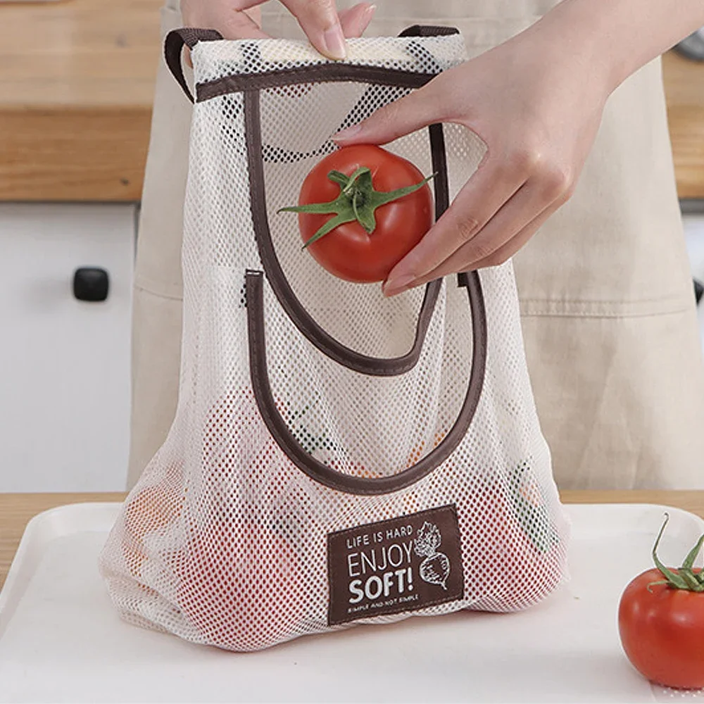 Reusable Kitchen Hanging Mesh Bag Fruit Vegetable Storage Net Bags for Ginger Garlic Potatoes Double Layer Thickening Storage