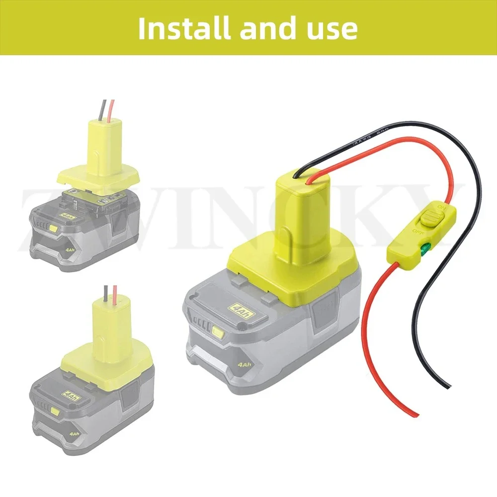 محول بطارية عجلة الطاقة لبطارية Ryobi 18 فولت 14 AWG سلك مع مفتاح وموصلات متكاملة للعبة سيارة RC الروبوتية #4