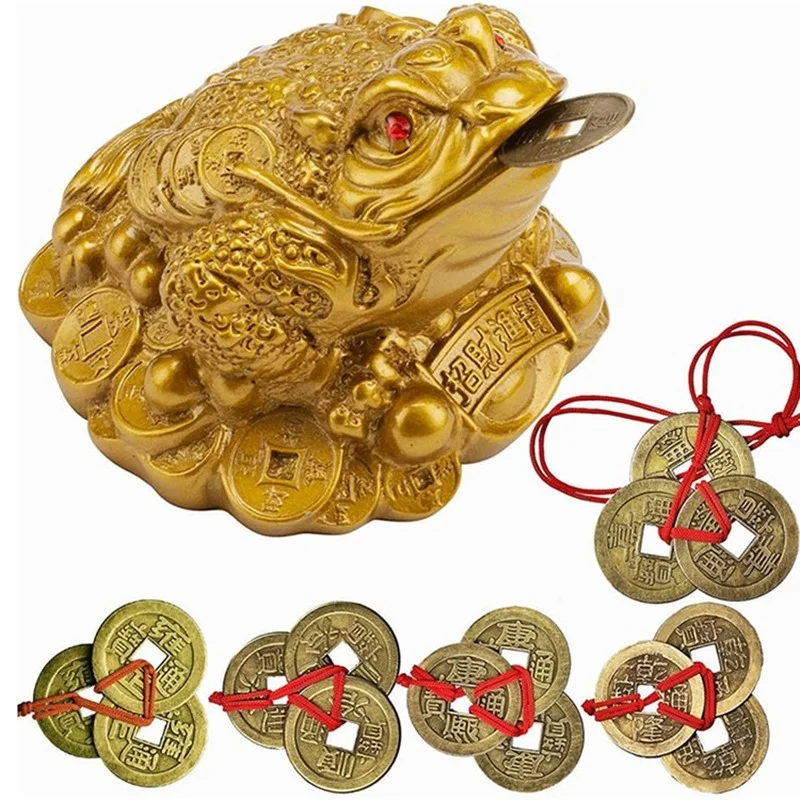 FengShui Toad Money Lucky Consecration and Lucky Money Toad Money Frog Golden Toad Ornaments Home Office Decoration Lucky Gifts