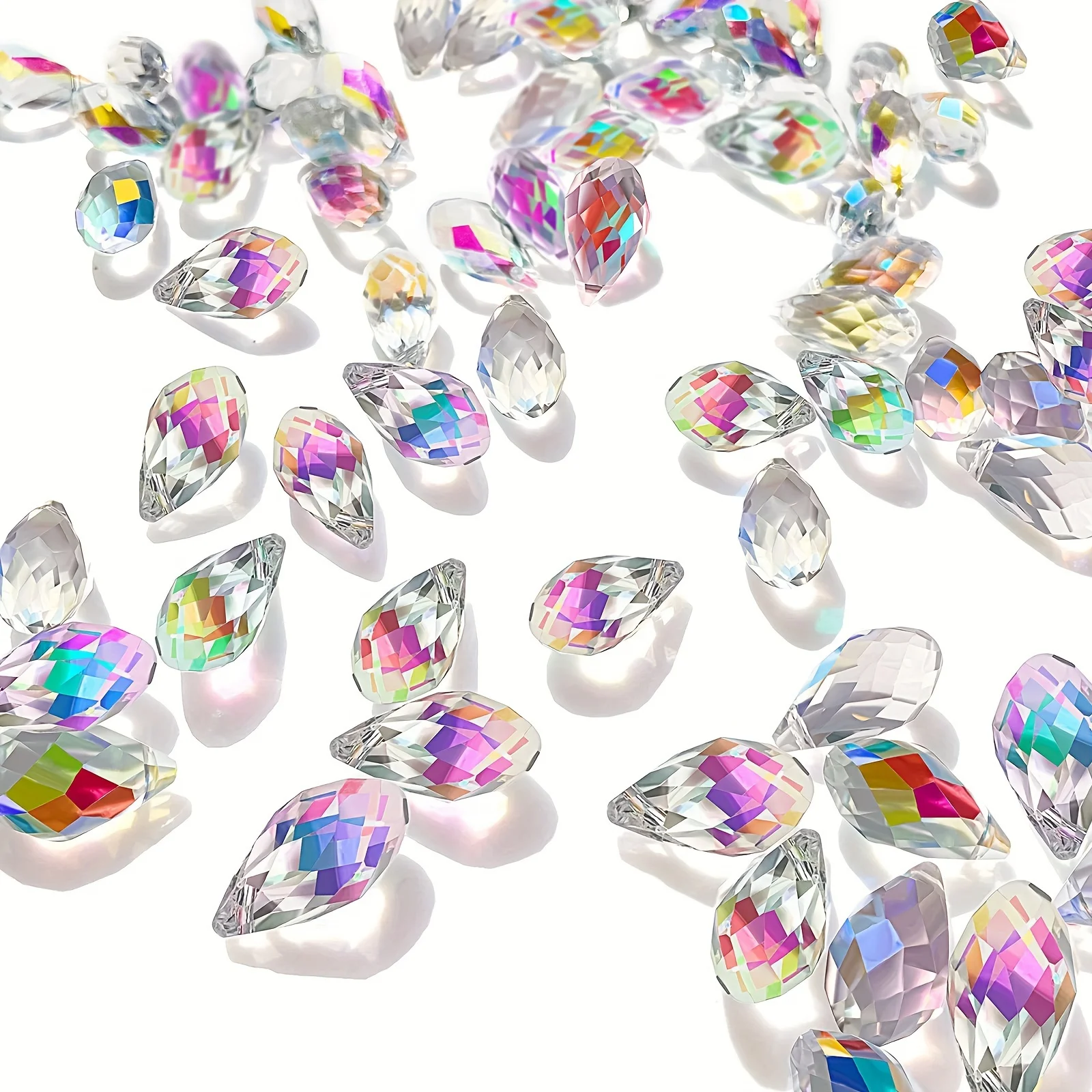 30 stks Teardrop Kroonluchter Kristallen Hangers 8x12mm AB Kleur Kristal Kralen voor Kroonluchter Sieraden Maken DIY