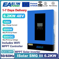 EASUN 6.2KW 3.2KW Hybrid Solar Inverter 12V 24V 48V Built-in MPPT 120A Solar Charger PV Input 500VOff-grid Inverter With WIFI BMS EU STORE