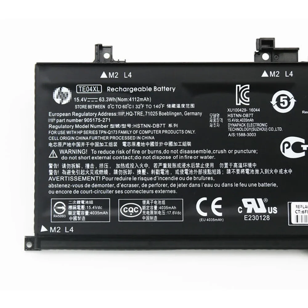 Brand New Original TE04XL 15.4V 63.3Wh Laptop Battery for HP Omen 15-AX200 Omen Pavilion 15-BC200NB HSTNN-DB7T 905277-85