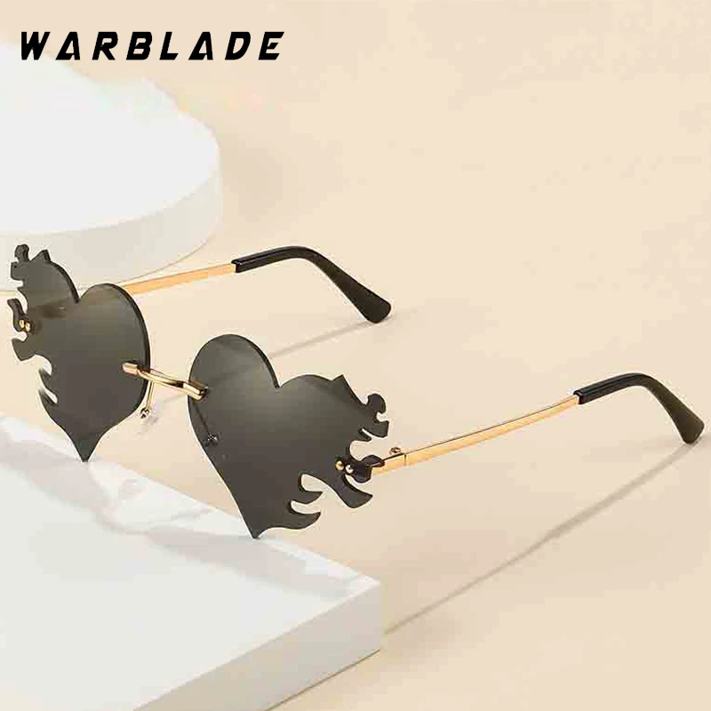 

Punk Heart Shaped Rimless Women Sunglasses Luxury Brand Design Metal Men Sunglass Street Photography Female Eyewear UV400 Lentes