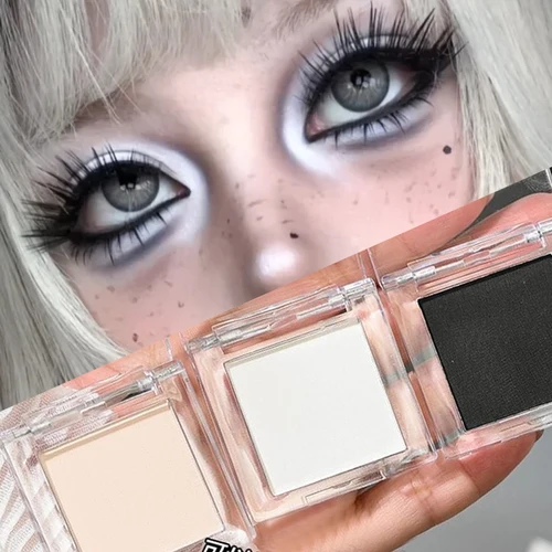 Imagen 2 del producto Paleta de sombra de ojos blanca y negra mate, monocromática Natural de larga duración, resaltador de gusano de seda, imprimación de sombra de ojos, maquillaje de ojos