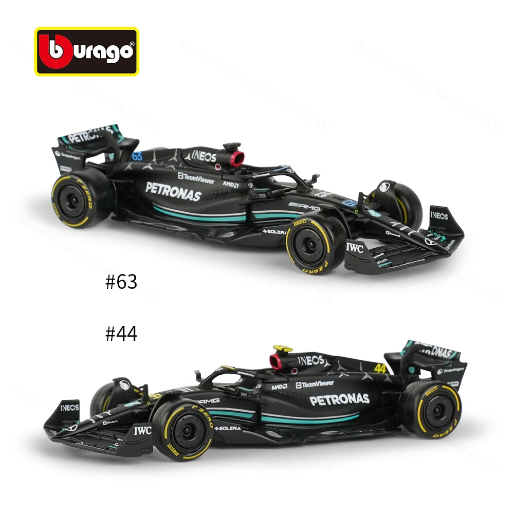 Bburago 1:43 Mercedes AMG 2023 W14 E Performance F1 coche de fórmula vehículos fundidos a presión juguetes de carreras de modelos coleccionables