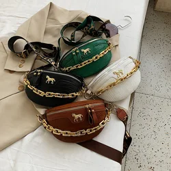 Fashionable Luxury Niche PU Leather Crocodile Pattern Single Chain Zipper WOMEN'S Waist Bag for Commuting