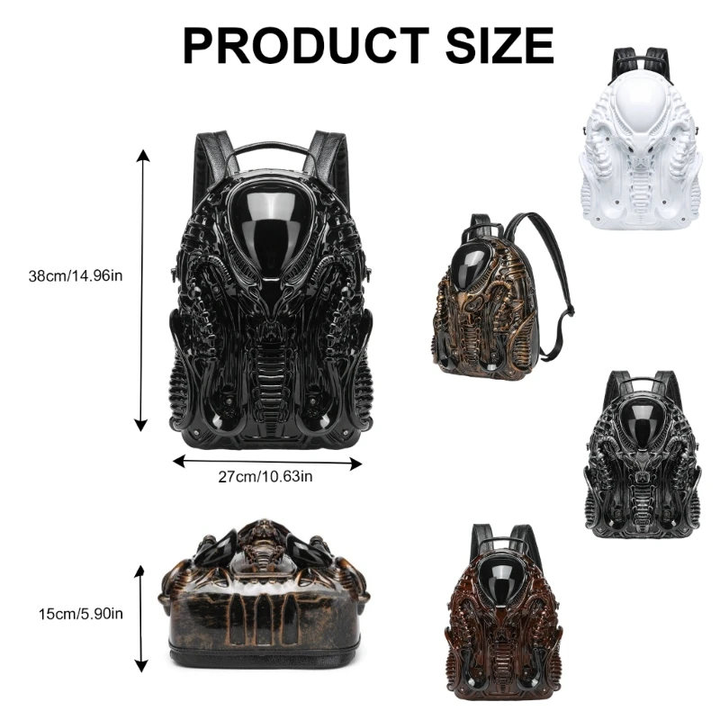 E74B 3D Xenomorph Shaped Backpack for Women Man Halloween Backpack Cool Predalien Handbag Novelty Backpack Casual Daypacks