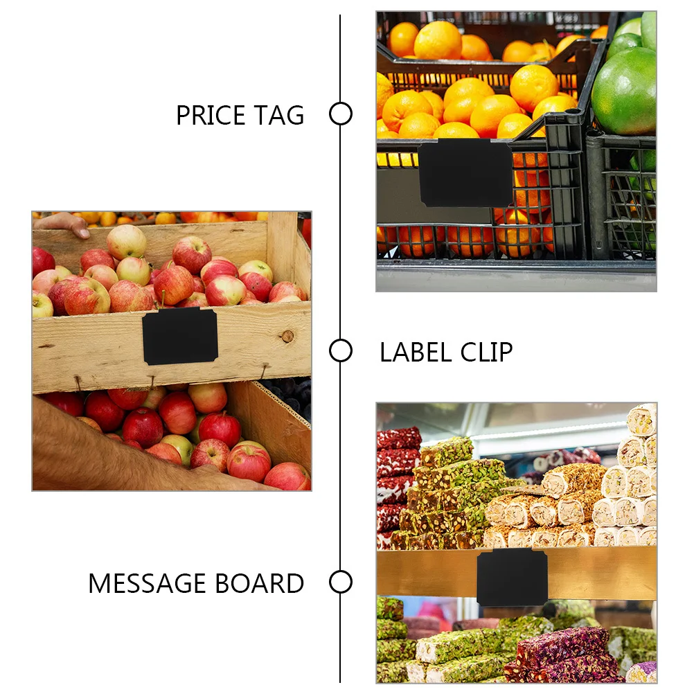 8Pcs Clip on Label Holders for Storage Bins Erasable Black Chalkboard Tags Bin Labels Clip on for Kitchen Pantry Laundry Room