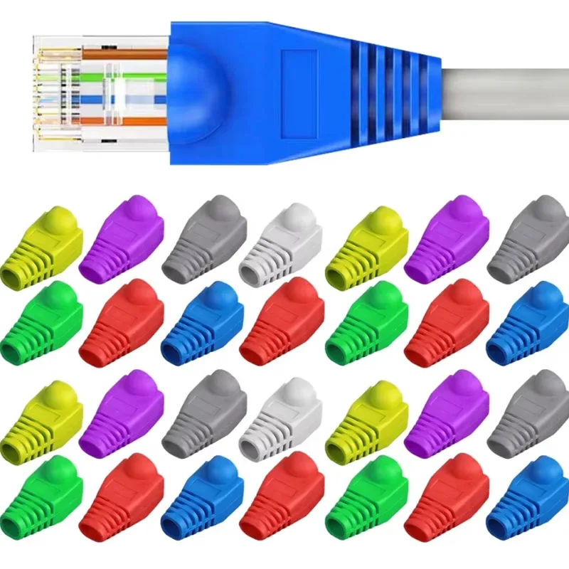 20/40pcs RJ45 connector caps cat5 cat5e cat6 multicolour sheath protective sleeve for network connectors ethernet cable