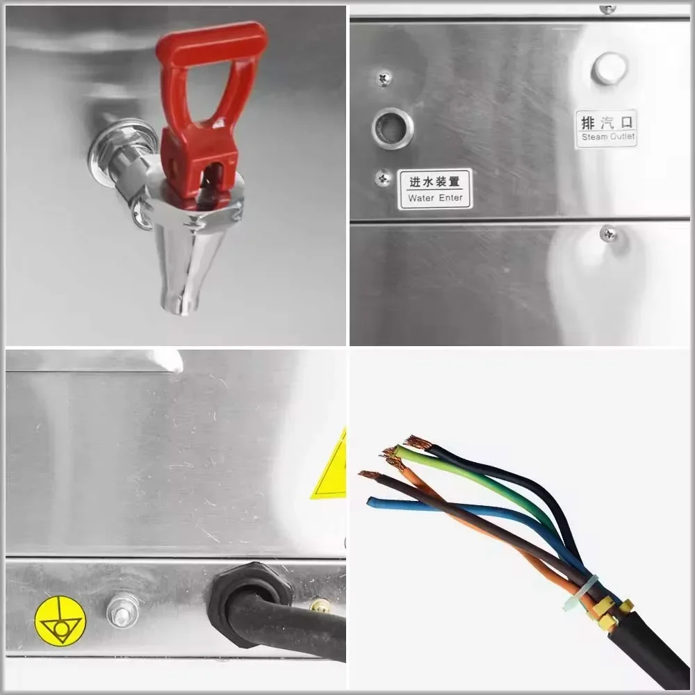 Commercial 60L Water Dispenser Hot Water Machine 180L/H Stainless Steel Water Boiler 6KW 380V Double Faucet 6