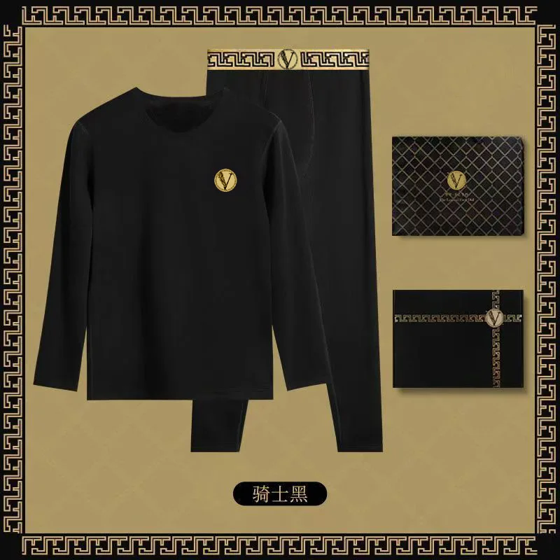 Men's Thermal Underwear German Velvet Underwear Set Autumn and Winter with Thick Velvet Autumn Clothes Pants Base Shirts 2 Piece
