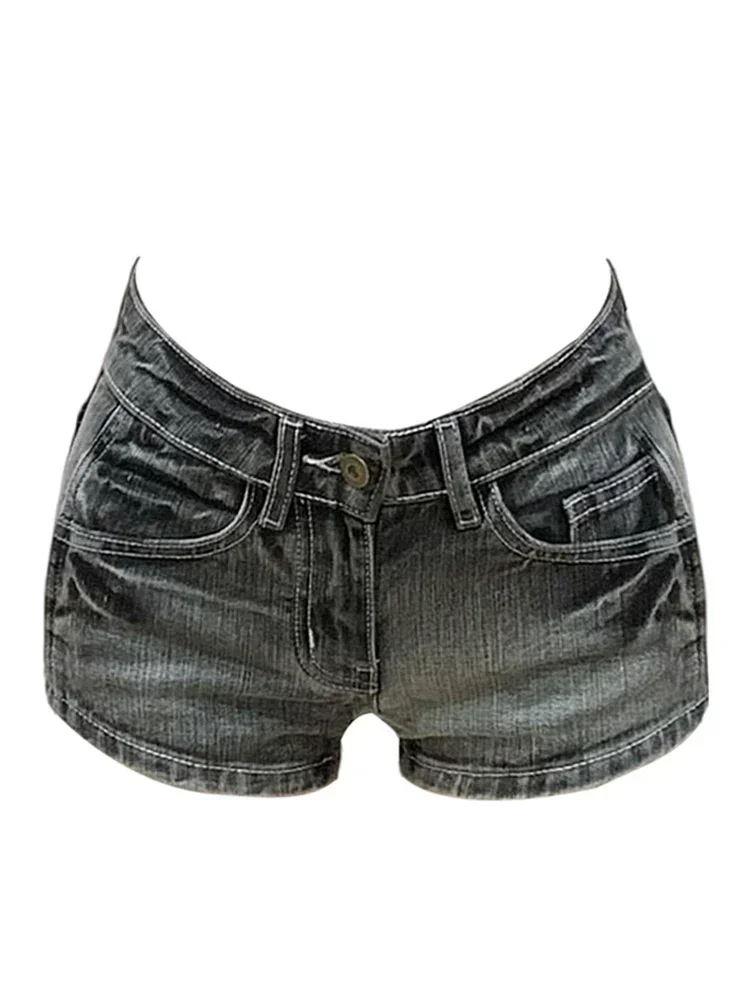 

Women Y2K Summer Streetwear Gyaru Vintage Coquette Denim Mini Acubi Cowboy Shorts Button Low Rise Short Pants 2000s Alt Clothes