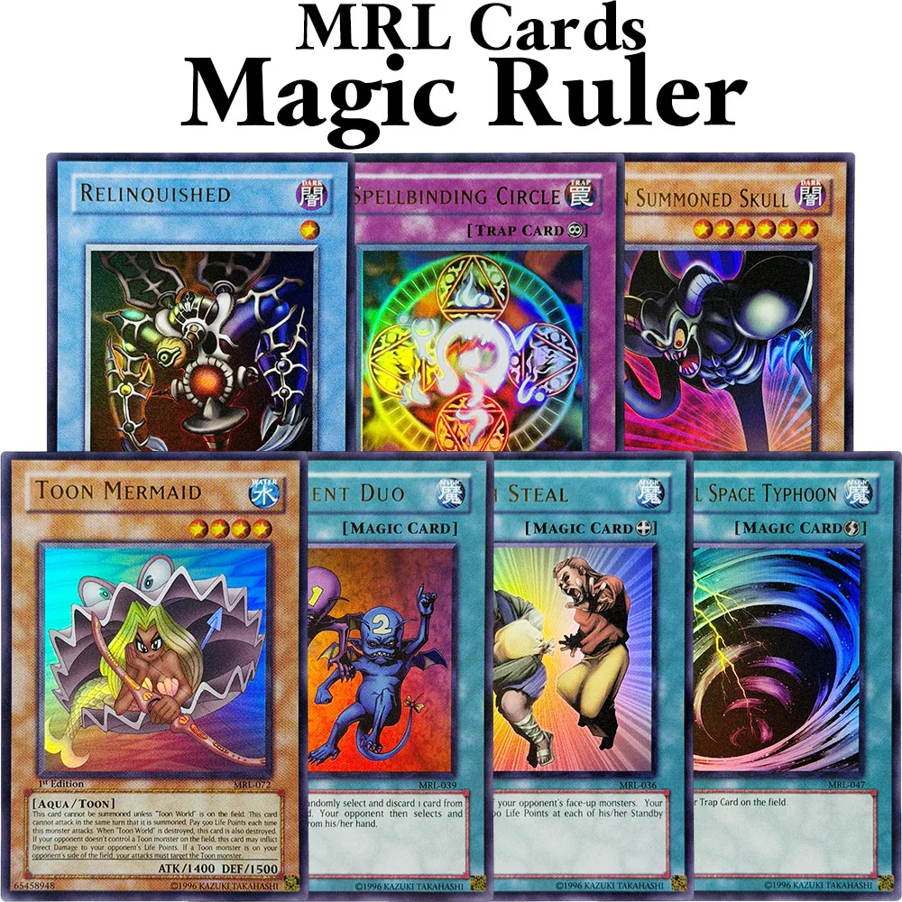 

Ю-Ги-О! Карты для самостоятельной сборки для игры 1st Game: Relinquished, Snatch, Steal, Toon Mermaid, Toon Summoned, Skull, Spellbinding Circle, Delinquent Duo