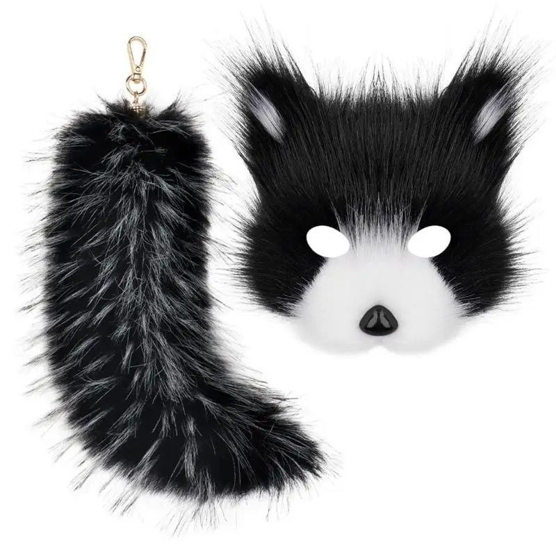 Maschera per animali Halloween da 39BB con portachiavi fascino della coda animale, accessori per decorazione costumi