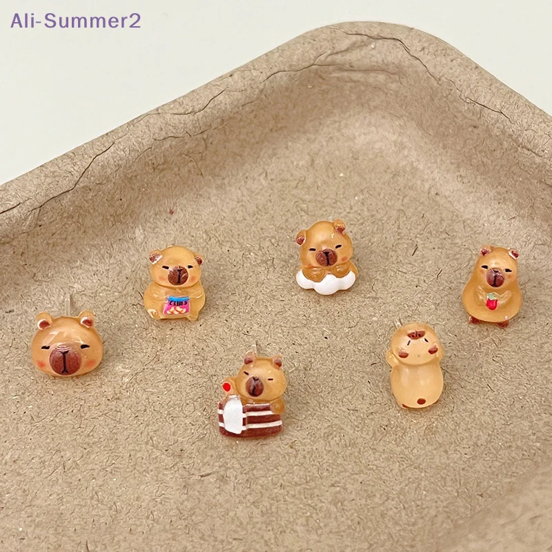 {Summer2} 6Pairs Cute Capybara Earrings Set For Women Girls Cartoon Kawaii Versatile Tiny Earrings Jewelry Accessories Gifts