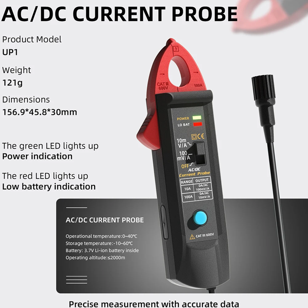 For Safe Wire Testing Black for Smart Clamp Meter Non-Contact Tester High Accuracy Measurement Insulated BNC Connectors