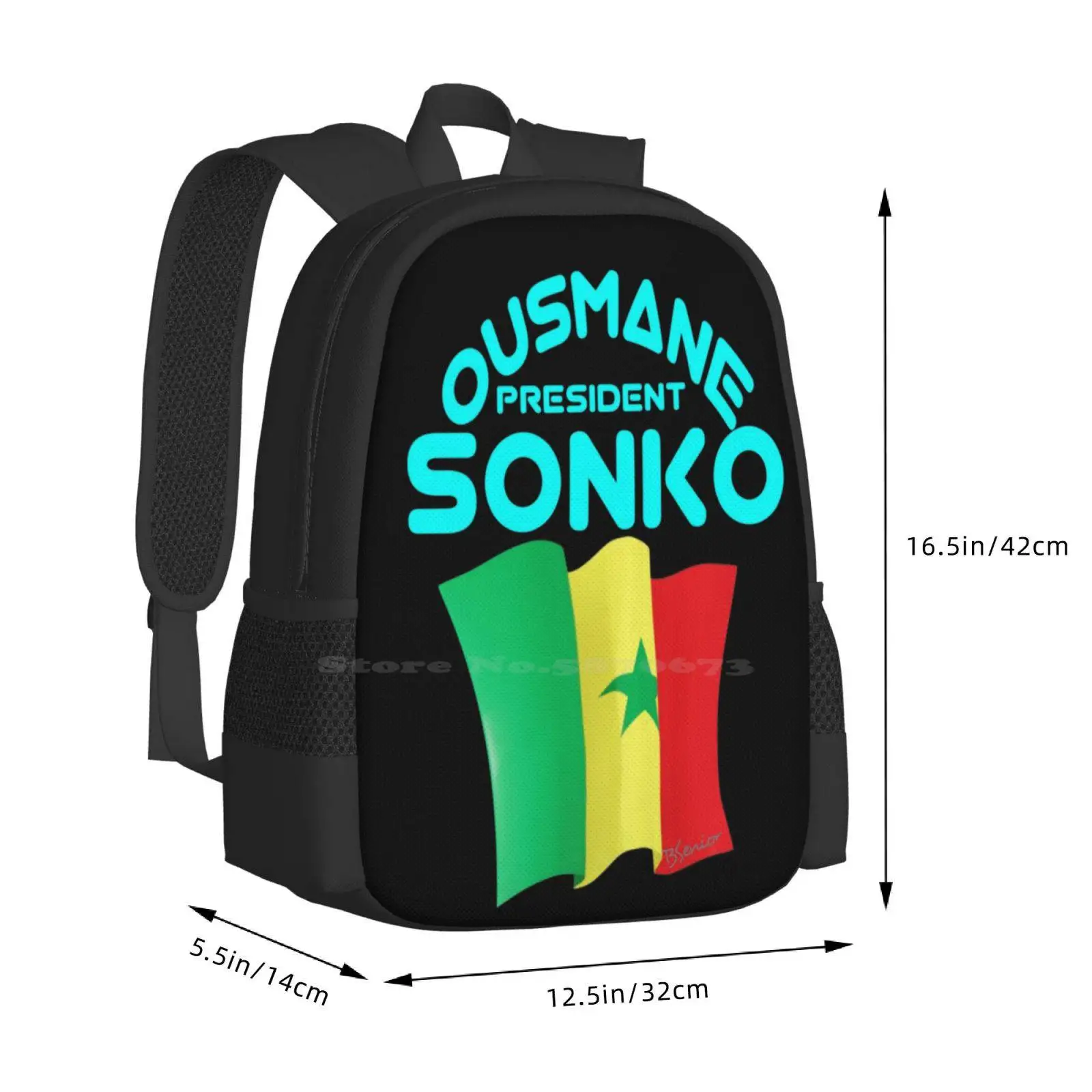 Ousmane-bolsas escolares de viaje para ordenador portátil, diseño de patrón de Sonko, Ousman, Presidente Ousmane, gastef, Sonko, Presidente Ousmane