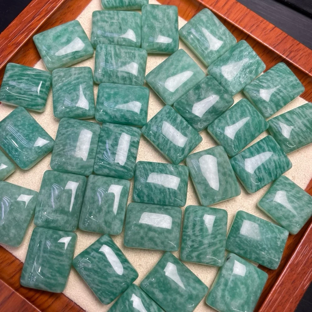 10PCS 15mm Natural Amazonite Rectangle Tablet Polished Crystal Reiki Healing Jewelry Pendant Cute Rock Decoration for Gift