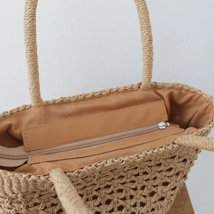 2023 New French Pastoral Grass Woven Bag Cute Bags Hollow Handbag Women's Bag Woven Bag Beach Bag
