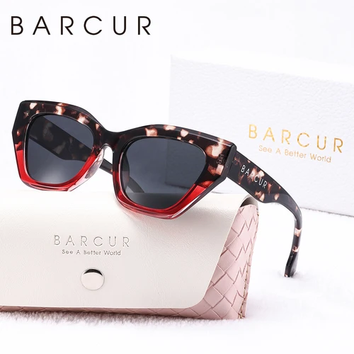 Marca BARCUR, gafas de sol de alta calidad para mujer, diseño de marco grueso de PC Irregular, gafas de sol polarizadas para fiesta de compras de Color creativo