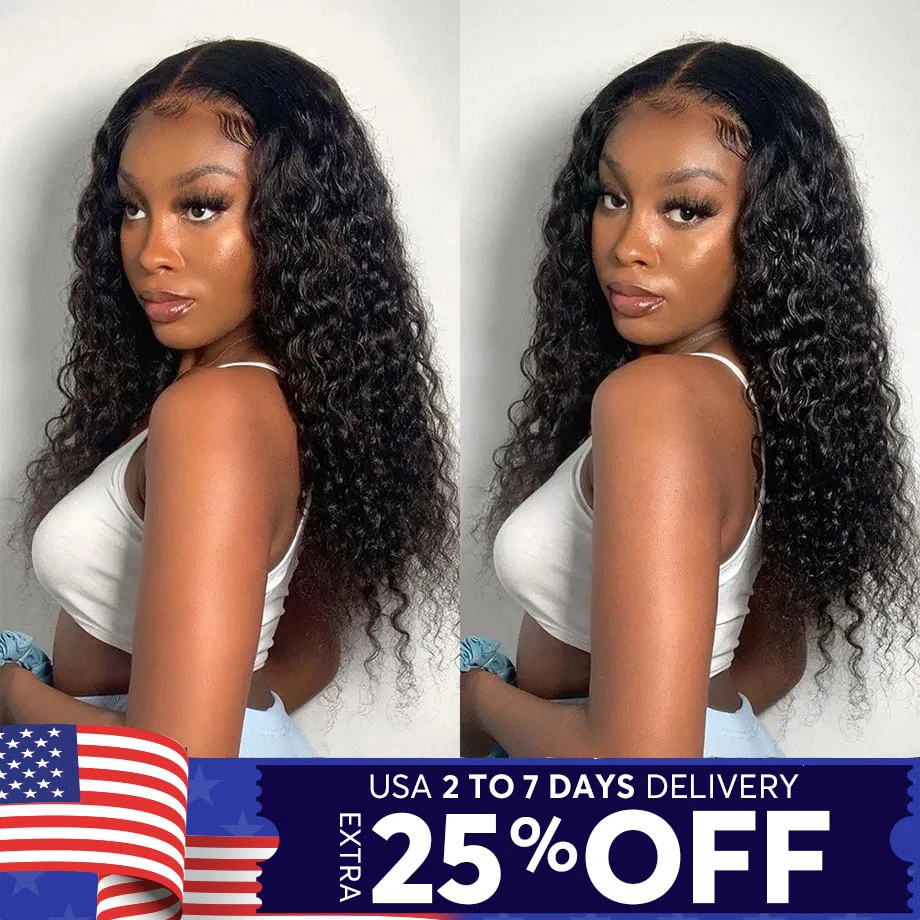 13x6 Hd Loose Deep Wave Lace Frontal Wig 13x4 Glueless Pre Plucked Water Wave Lace Front  Curly Human Hair Wigs For Women