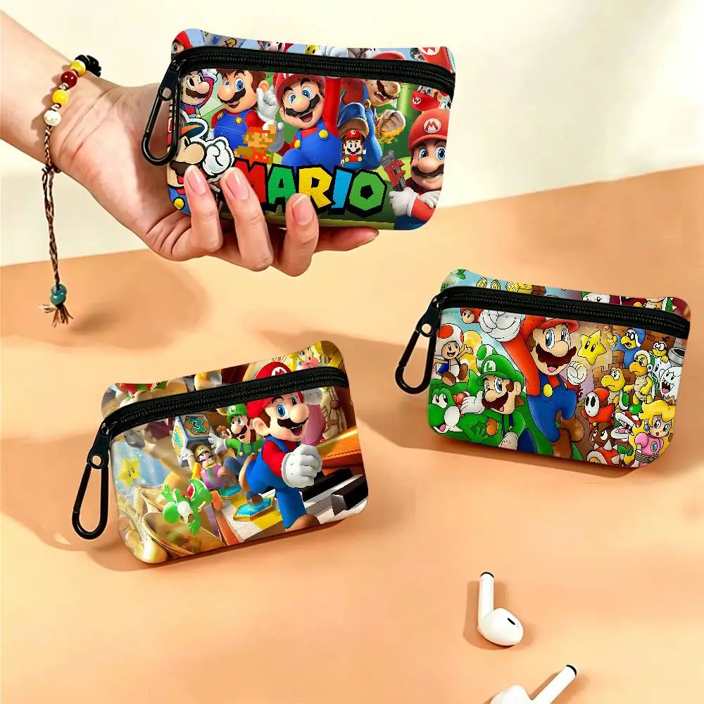 Super Game M-Marios Portable Oxford Fabric Mini Wallet Carabiner Design Small Coin Bag For Cards Keys Earphones view 5