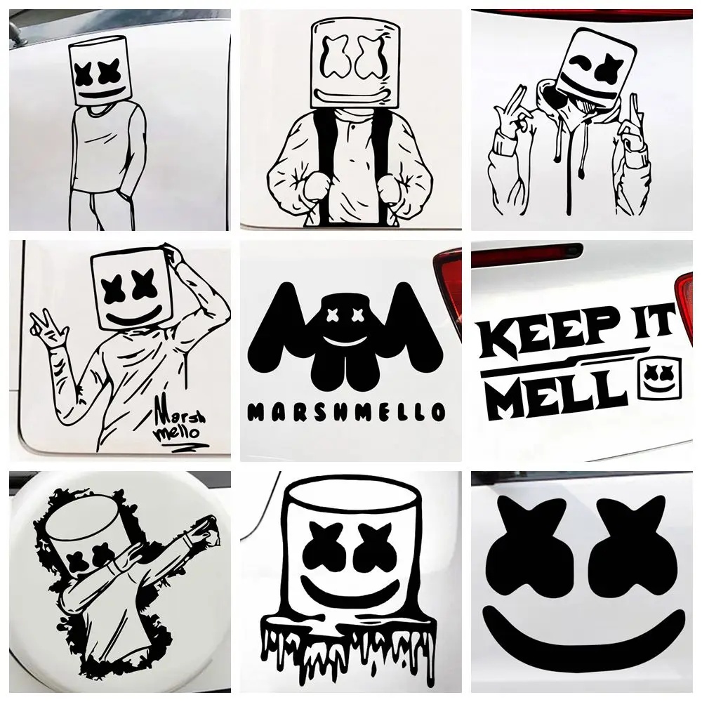 

Виниловые наклейки для автомобиля Marshmello Dj, наклейки на дверные ручки, стильные наклейки и аксессуары для кузова