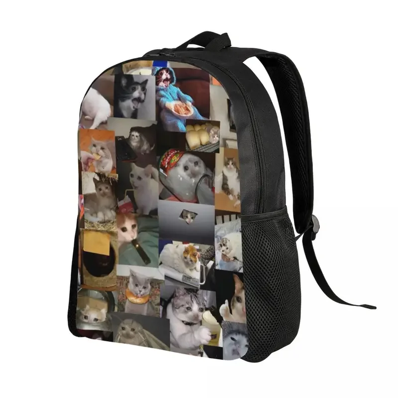 Custom Crying Cats Meme Backpack Women Men Casual Bookbag for School College Funny Creative Bags