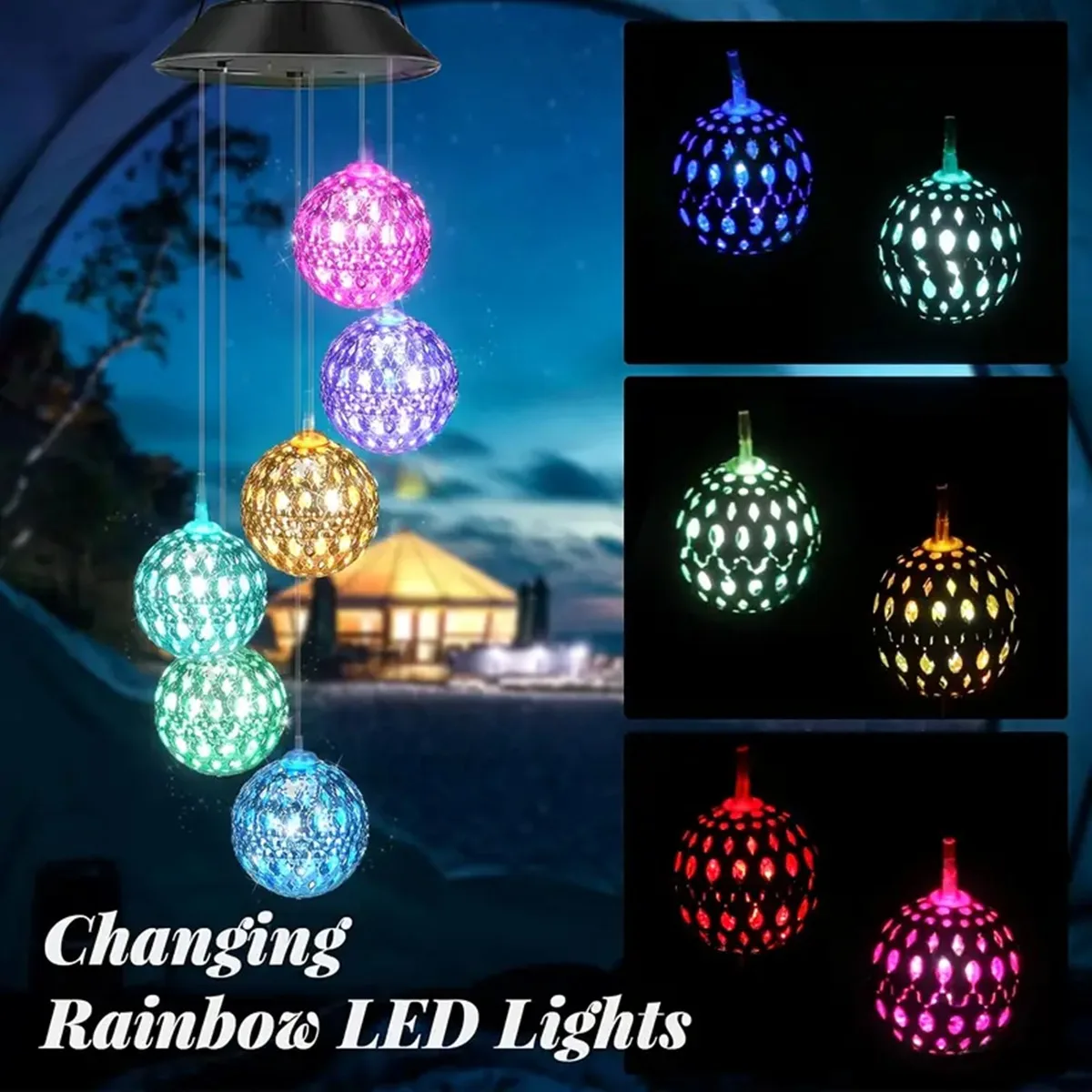 

1pc Solar Moroccan Ball Wind Chime Lamp Villa Arrangement Colorful Hanging Light For Home Patio Grass and Terrace Decoration