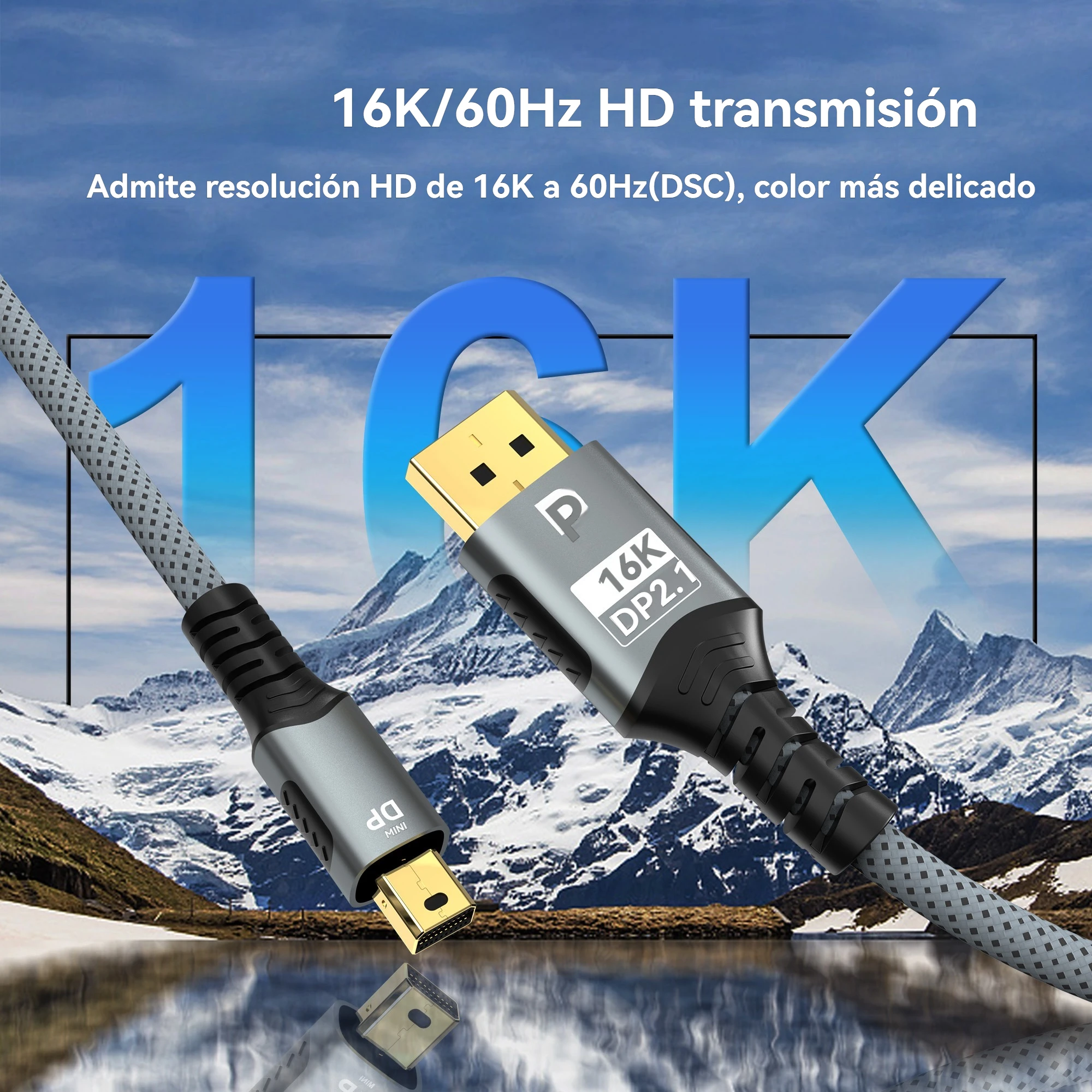 Mini DisplayPort zu DP Kabel DP2.1 Bidirektionaler Konvertierungsadapter 16K@60Hz 4K@144Hz für Gaming Laptop MacBook Air Projektor – Detail 5