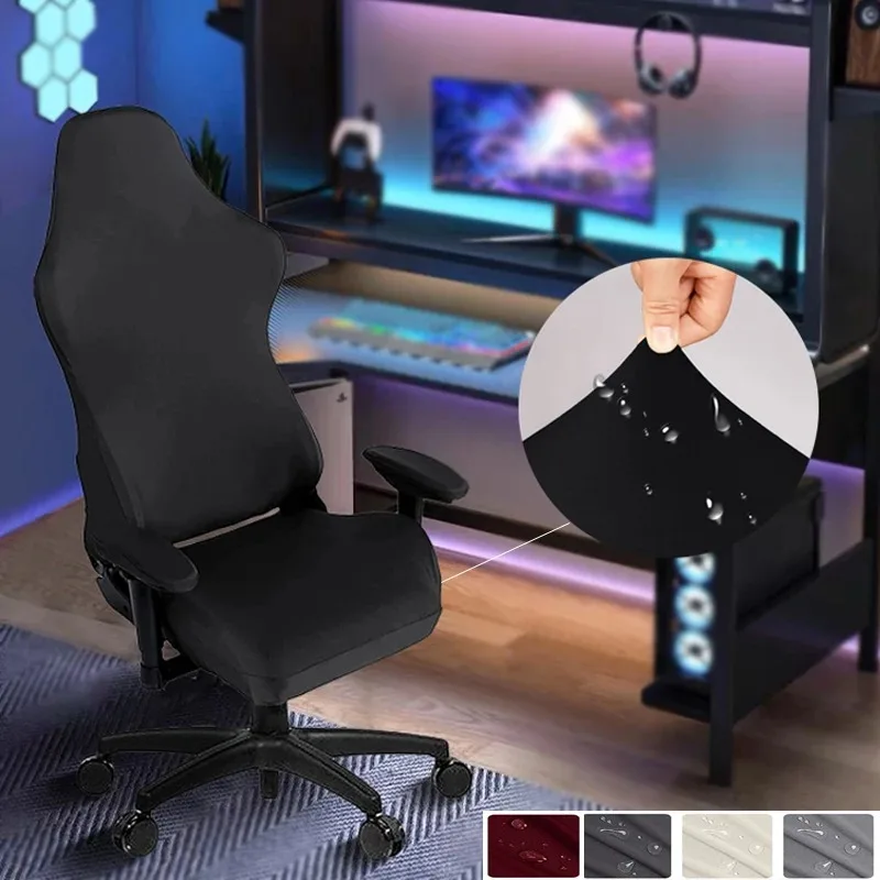 

4pcs Ergonomic Office Computer Game Chair Slipcovers Stretchy Polyester Reclining Racing Gaming Chair Covers Waterproof Chair