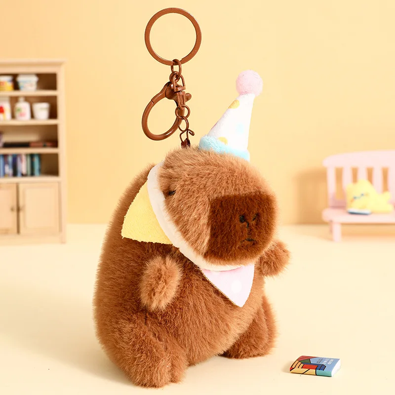 

New Capybara Plush Pendant 14cm Cosplay Plush Toy Hat Pufferfish Stuffed Animal Bag Accessory