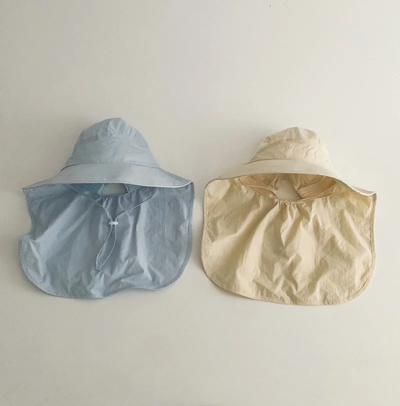 Casquette de soleil à séchage rapide pour enfants, chapeau anderà grand bord avec châle, chapeau de plage et de voyage, accessoires d'été pour enfants de 3 à 6 ans, 2024