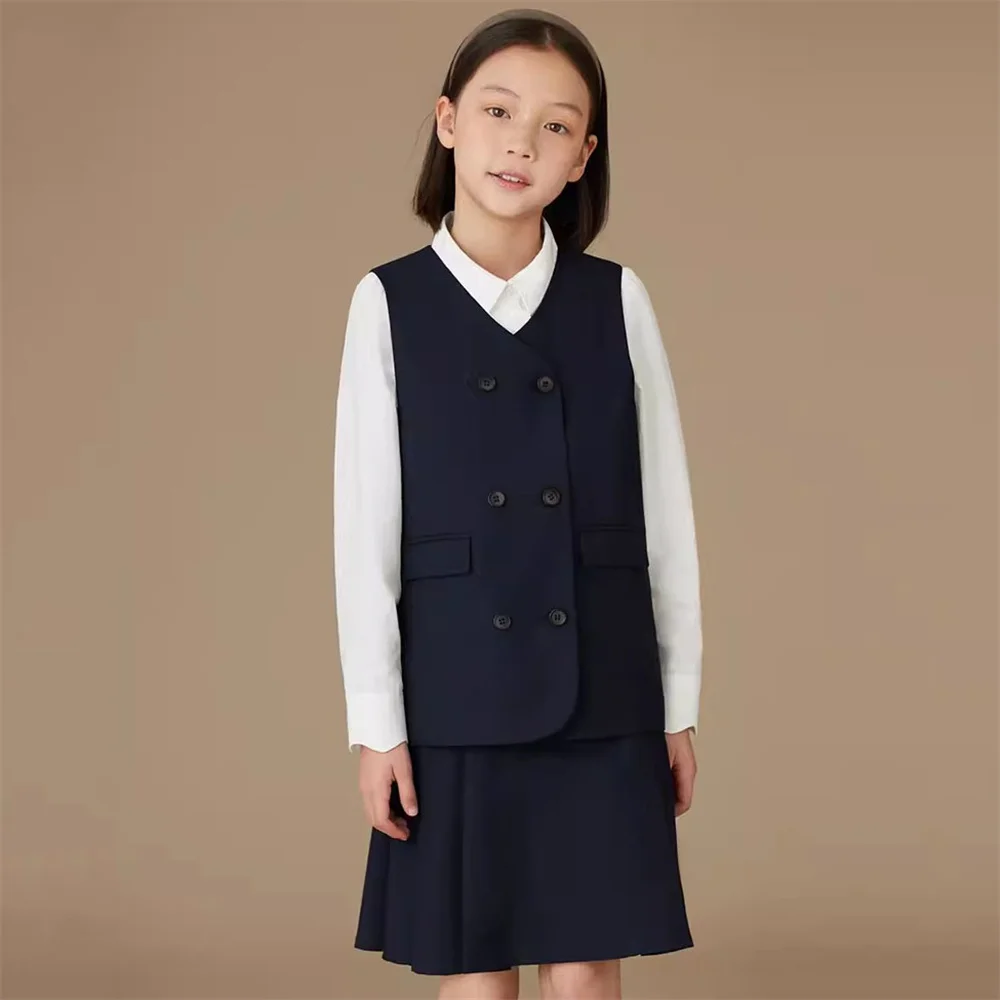 Kids Designer Clothes Set Vintage British College Style Suit 2pcs Teens Girls Clothes Set Suit Vest Skirts Back To School Wear